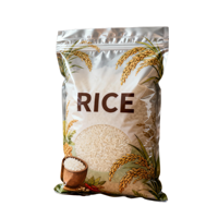 Sacs d'emballage pour riz personnalisés imprimés, type stand-up pouch, 1 kg, 5 kg, 10 kg, en PE refermable avec fermeture éclair et poignée