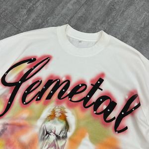 เสื้อยืดผ้าฝ้าย 100% หนานุ่ม ขอบดิบ ดีไซน์หรูหรา ตกแต่งด้วยคริสตัลสั่งทำพิเศษ พิมพ์ลายกราฟิกขนาดใหญ่ สำหรับผู้ชาย - Product Image 2