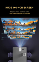 Mini projecteur TS-6 4K 3D portable pour home cinéma et jeux vidéo Android 13 avec objectif à courte focale et mise au point automatique