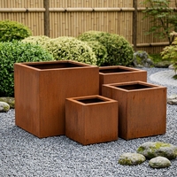 Jardinière rectangulaire rustique en acier inoxydable pour jardin, patio extérieur, balcon, grand bac à fleurs en métal, style Art Déco