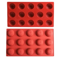 Moule à gâteau en silicone à motif floral semi-circulaire de 15 pièces, résistant au four, pour desserts faits maison, crème glacée et chocolat
