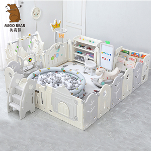 HDPE Baby Play Yard Safety Plastic Fence Plastic Kids' Large Baby Playpens Foldable Square Indoor With Gate Folding