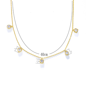 Landy Wholesale Fashion Jewelry Colliers en argent sterling 925 plaqué or Collier géométrique carré rond gouttes d'eau Collier en diamant - Product Image 5