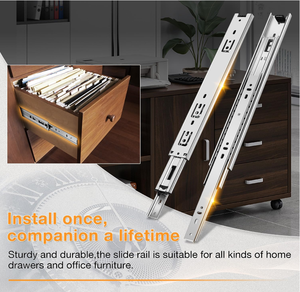 รางลิ้นชักแบบลูกปืนสไตล์ยุโรปสีดำ สำหรับโต๊ะทำงาน โต๊ะอาหาร เฟอร์นิเจอร์ รางเลื่อนแบบยืดหดได้ รางลิ้นชักตู้ครัว - Product Image 4