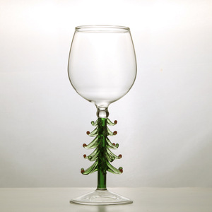 Copa de Vino Tinto Alta con Forma de Árbol de Navidad, Copa de Vidrio Tridimensional con Diseño de Árbol de Navidad - Product Image 3