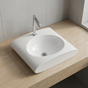 Lavabo mural rond en céramique ivoire pour salle de bain, cuisine, salon et usage hospitalier - Fabriqué en Inde - Product Image 1