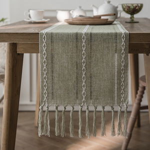 Nappe de gros Summer <span class=keywords><strong>Anne</strong></span>'s Simple Floral brodé avec pompon pour la maison ou l'hôtel Chemin de table - Product Image 1