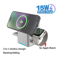 Station de charge sans fil magnétique 3-en-1 Qi2 15W pour Samsung iPhone 17 16 15 14 et Apple Watch