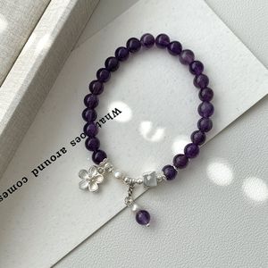 สร้อยข้อมือดอกไม้มุกอเมทิสต์ S925 เงินสเตอร์ลิง เครื่องประดับสำหรับผู้หญิงที่หรูหราสำหรับสวมใส่ในชีวิตประจำวัน - Product Image 2