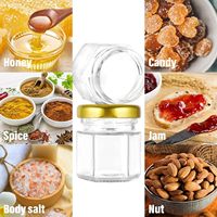 Mini pots à miel en verre, 50 pièces, hexagonaux, avec cuillère en bois, pendentifs abeilles, couvercles à vis, capacité 45 ml, pour mariage et fête