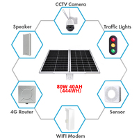 Système de panneau solaire renouvelable 80W Sun Power Batterie 40Ah Li Support pliable Système de surveillance Énergie solaire pliable efficace