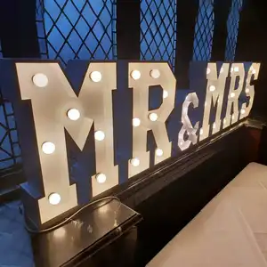 Ezd-luces de decoración para boda, marquesina con letras de 3 pies, 4 pies, 5 pies, Led, números grandes, marquesina, letras Love Mr & Mrs