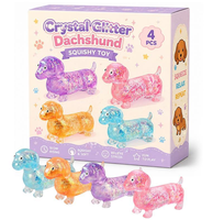 NeeDohd Jouet anti-stress à presser, ensemble complet, boîte colorée, motifs mignons : chiot, lapin, méduse, goutte d'eau, canard, pizza, petit ours, en PU