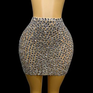 Faldas Cortas Boutique See Through Crystal Short <strong>Skirts</strong> Ladies Plus Size Sexy Hip <strong>Wrapped</strong> Dress Women Bodycon Rhinestone <strong>Skirts</strong> - Product Image 2
