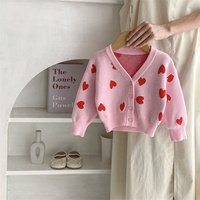 Cardigan à manches longues en tricot avec cœur pour bébé et fille, 1 pièce, marque privée, collection printemps-automne