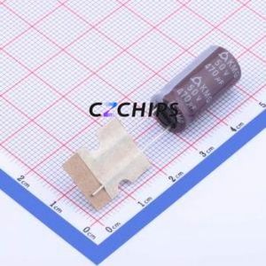 ตัวเก็บประจุแบบอิเล็กโทรไลต์อะลูมิเนียม KMG50V470UF10*20-5.0TP แบบ Through-Hole, ขนาด D10xL20 มม. 470uF 20% 50V 690mA-120Hz - Product Image 1
