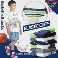 Chaussettes en coton doux respirantes sans couture pour enfants, 6 paires, rayées, tricotées, pour le sport, le basketball, décontractées, pour les jeunes garçons