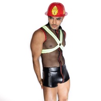 Halloween Adulte Hommes Sexy Sous-Vêtements Fantaisie Combinaison Sexy Hommes Pompier Costume pour Jeux