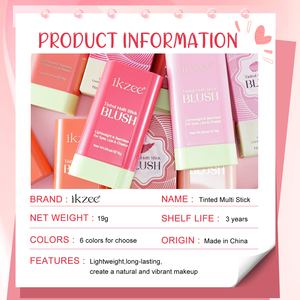 Ikzee, gran oferta, palo de rubor vegano Natural, logotipo personalizado, tinte de mejilla rosa, palo de rubor de maquillaje multiusos para mejillas, labios, cara, ojos - Product Image 3