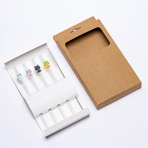 Ensemble de pailles en verre imprimées avec logo personnalisé, avec brosse de <span class=keywords><strong>nettoyage</strong></span>, pailles à boire en borosilicate colorées personnalisées, vente en gros, boîte cadeau - Product Image 5