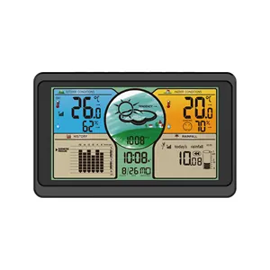 EWETIME شاشة LCD كبيرة عرض محطة الطقس المطر مقياس الحرارة مع بارومتر عرض