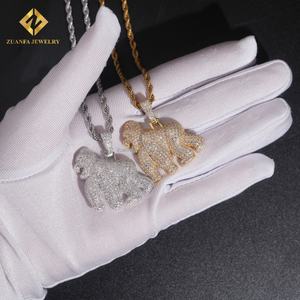 Envío Directo desde EE. UU., Stock Local, Certificado GRA, Joyería Hip Hop con Incrustaciones de Diamantes, Plata 925, Colgante de Gorila con Moissanita - Product Image 4