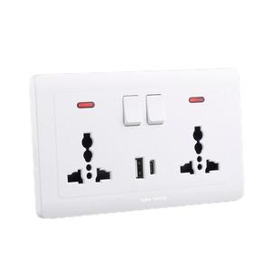 White Universal Double 5-pin Wall Power Outlet SDK Customizable 220V 10-pin Plug <b>Socket</b> <b>with</b> LED Indicator Light - Product Image 4