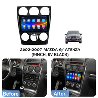 Rétroviseur en plastique pour kit d'intégration GPS Android Auto CarPlay pour Mazda 6 Atenza 2002-2007, écran HD noir 9 pouces