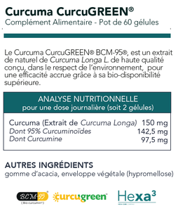 Boîte de 60 capsules d'extrait d'herbes antioxydantes Curcuma White Label avec BCM-95 Curcugreen - Product Image 4