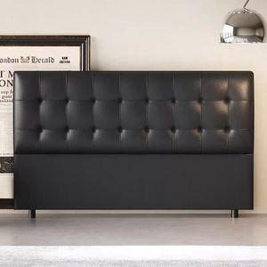 Cabecera de Cuero Acolchada Moderna, Mueble de Dormitorio Negro Elegante de Primera Calidad, Estructura de Soporte, Diseño Ecológico - Product Image 4