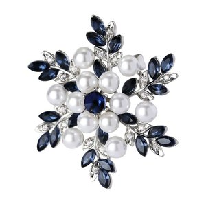 Joyería de moda chapado en rodio latón cobre flor mujeres Pin perla broche - Product Image 6