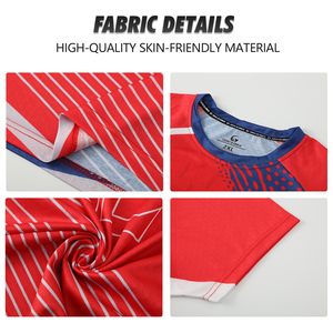 Kaus Bola Voli Pria dengan Cetakan Transfer Panas Lengan Pendek Cepat Kering 100% Poliester Jersey Bola Voli Pantai Latihan Musim Panas Wv94 - Product Image 6