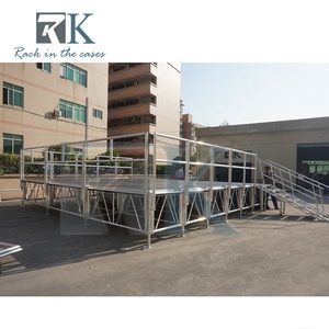 Portable <b>Aluminum</b> Stage Heavy Duty Stage Outdoor Event Stage Platform with Stairs and Guardrails - Product Image 5