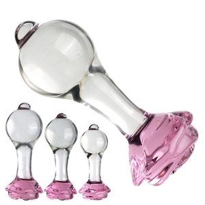 Juego de 3 Tapones Anales de Cristal en Forma de Rosa, Expansor <span class=keywords><strong>Anal</strong></span>, Juguetes Sexuales para Entrenamiento, Masturbación para Hombres, Mujeres, Gays y Parejas - Product Image 1
