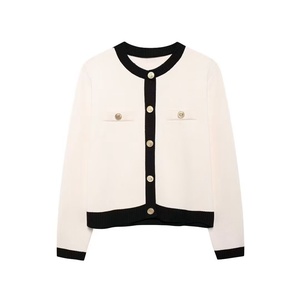Cardigan Corto Casual da Donna a Maniche Lunghe Lavorato a Maglia, Monopetto a Tinta Unita, Maglione Esterno Personalizzato alla Moda per l'Inverno - Product Image 2