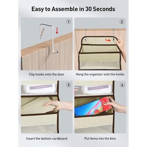 Organisateur à suspendre derrière la porte, 15 poches, beige, type crochet, rangement pour articles de bébé et articles ménagers, à fixer derrière les portes ou sur les murs - Product Image 5