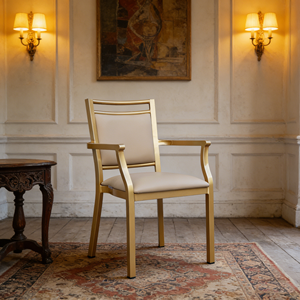 Silla de Comedor de Alta Calidad con Asiento de Tela <span class=keywords><strong>y</strong></span> Patas de Metal, Silla para Adultos Mayores con Estructura de Aluminio, Cómoda Silla de Restaurante - Product Image 1