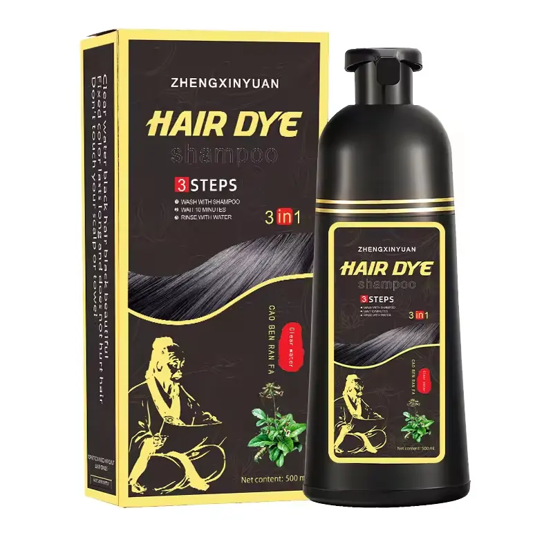 Factory price Semi permanent natural Polygonum multiflorum black hair dye shampoo Healthy dyeing of black hair