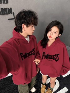 <span class=keywords><strong>Tenue</strong></span> de couple rouge du <span class=keywords><strong>Nouvel</strong></span> <span class=keywords><strong>An</strong></span>, printemps automne, tendance rétro américaine, marque tendance, sweat-shirt à capuche ample imprimé lettres, ensemble deux pièces - Product Image 5