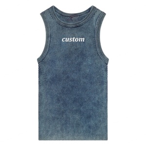 Camiseta sin mangas de algodón acanalado para mujer, corte moderno y ajustado, con espalda cruzada y cuello redondo, estilo cut-out, para chicas - Product Image 2