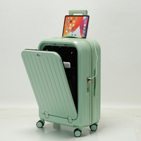 Valise PC d'affaires de luxe 20 pouces avec poche avant, porte-gobelet, chariot en alliage d'aluminium, roulettes multidirectionnelles 4 roues, serrure TSA, légère et résistante à l'eau