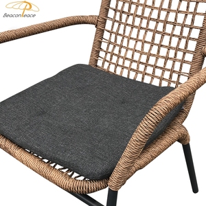 Kursi Makan lengan rotan aluminium, gaya pedesaan, Nordic santai, anyaman luar ruangan, kursi makan dengan sandaran tangan - Product Image 6