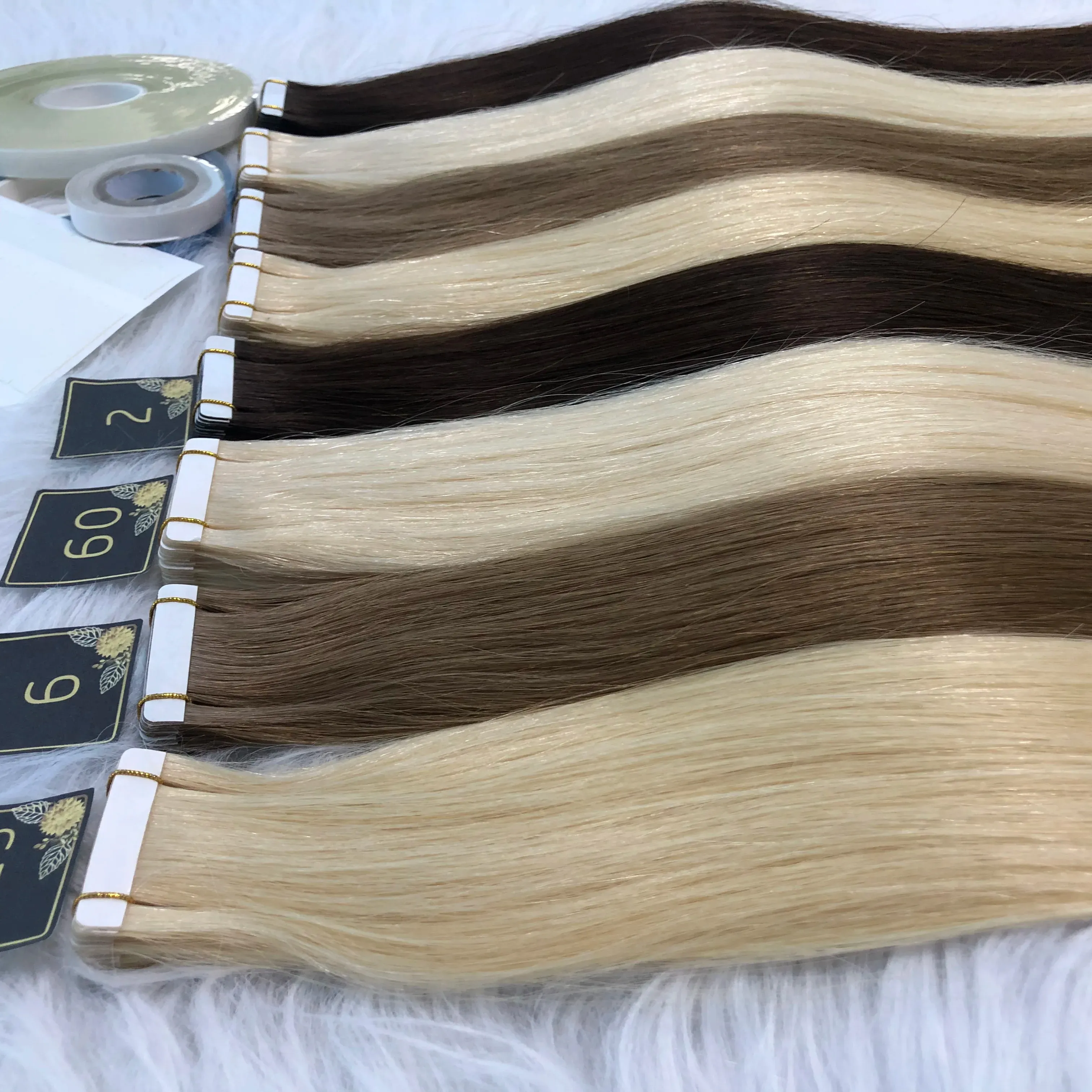 Custom 100% Human Remy Hair Tape Hair Extensions Menselijk Haar Bruin