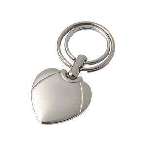 Llavero de aleación de zinc con forma de corazón y dos anillas, elegante y moderno, para monedas - Product Image 1