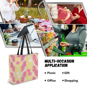 Borsa da Shopping con stampa personalizzata lavabile a sublimazione Tote in tela <span class=keywords><strong>Hawaii</strong></span> Puakenikeni Lei riutilizzabile per spiaggia - Product Image 4