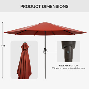 11ft Patio Market Umbrella 8 Ribs Outdoor <b>Table</b> Umbrella with Crank Lift UV Resistant Waterproof <b>for</b> Backyard <b>Garden</b> - Product Image 5