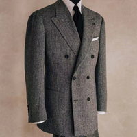 Costume d'affaires classique respirant pour homme, blazer et pantalon en mélange laine/viscose, col en V croisé, couleur personnalisable