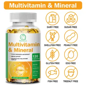 Private Label OEM 120 Stück Vitamin A, C, B2, B3, B5, B6, B12 Calcium Eisen Zink Vegan Multi vitamin mit Vitaminen Mineralien Kapsel