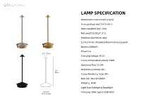 Lampe de table LED marron moderne pour restaurant, bureau, hôtel – sans fil, rechargeable, à intensité variable, tactile, flexible, simple, avec batterie intégrée