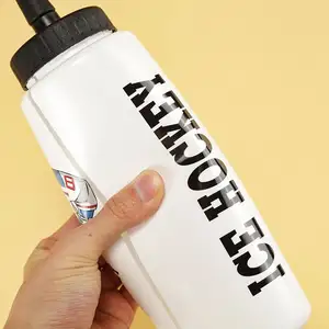 Hokey su şişesi 1 litre taşınabilir spor su şişesi ile uzun saman sıkmak su şişeleri ile özel Logo